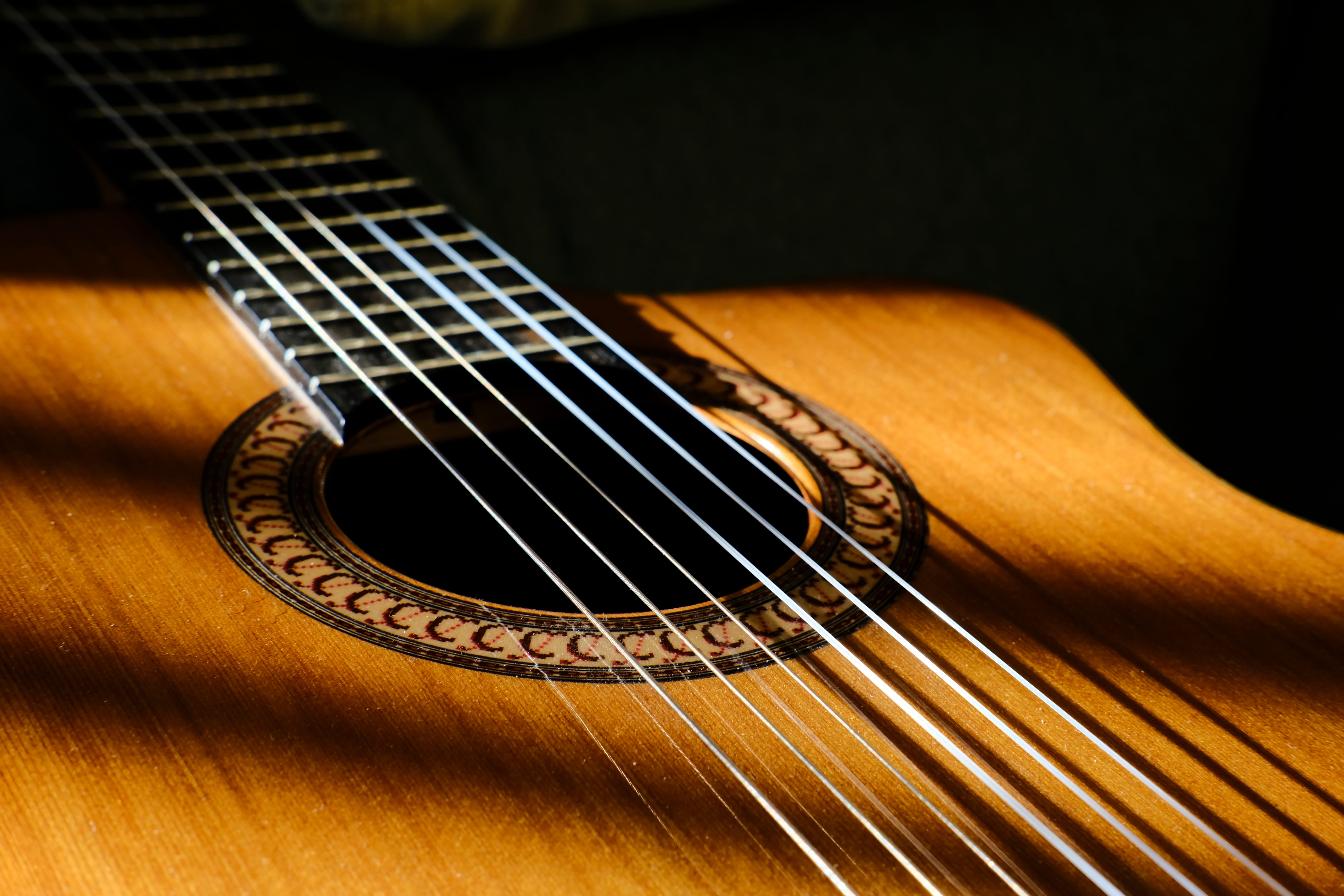 classical guitar in sunlight